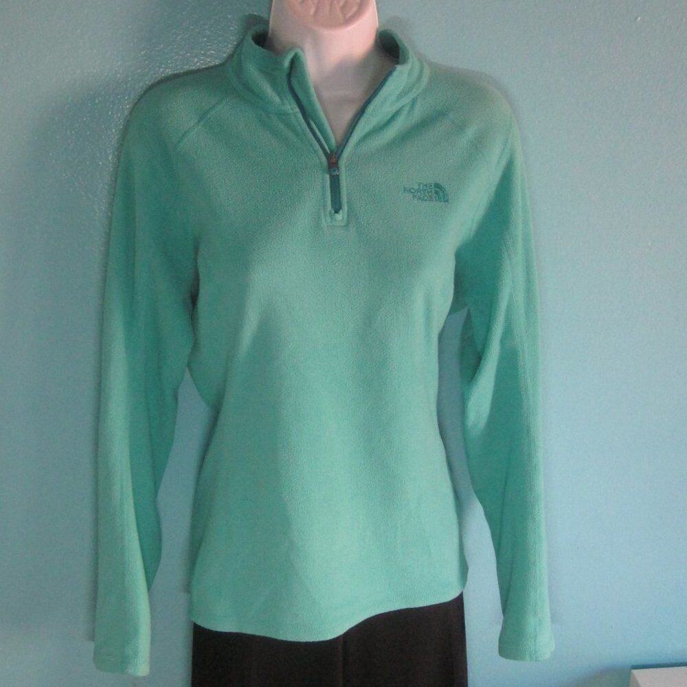 The North Face Womens Size M  Polartec Fleece Jacket 1/4 Zip Light Aqua Blue 42B